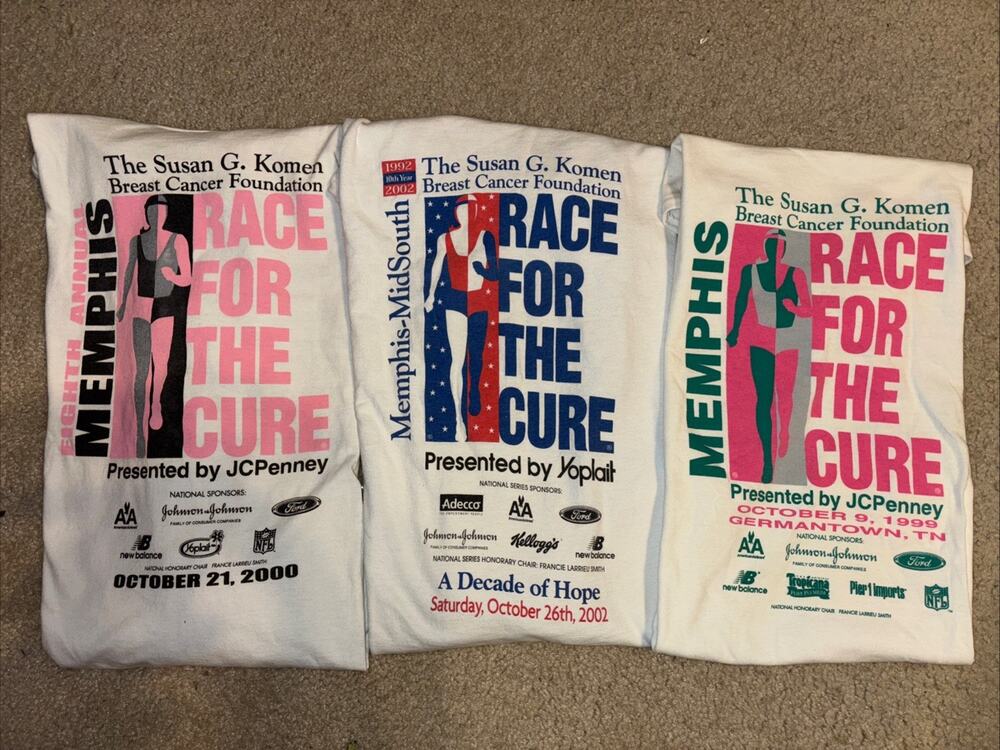 Vintage Susan G. Komen Shirt Lot 3 Shirts Mixed Size